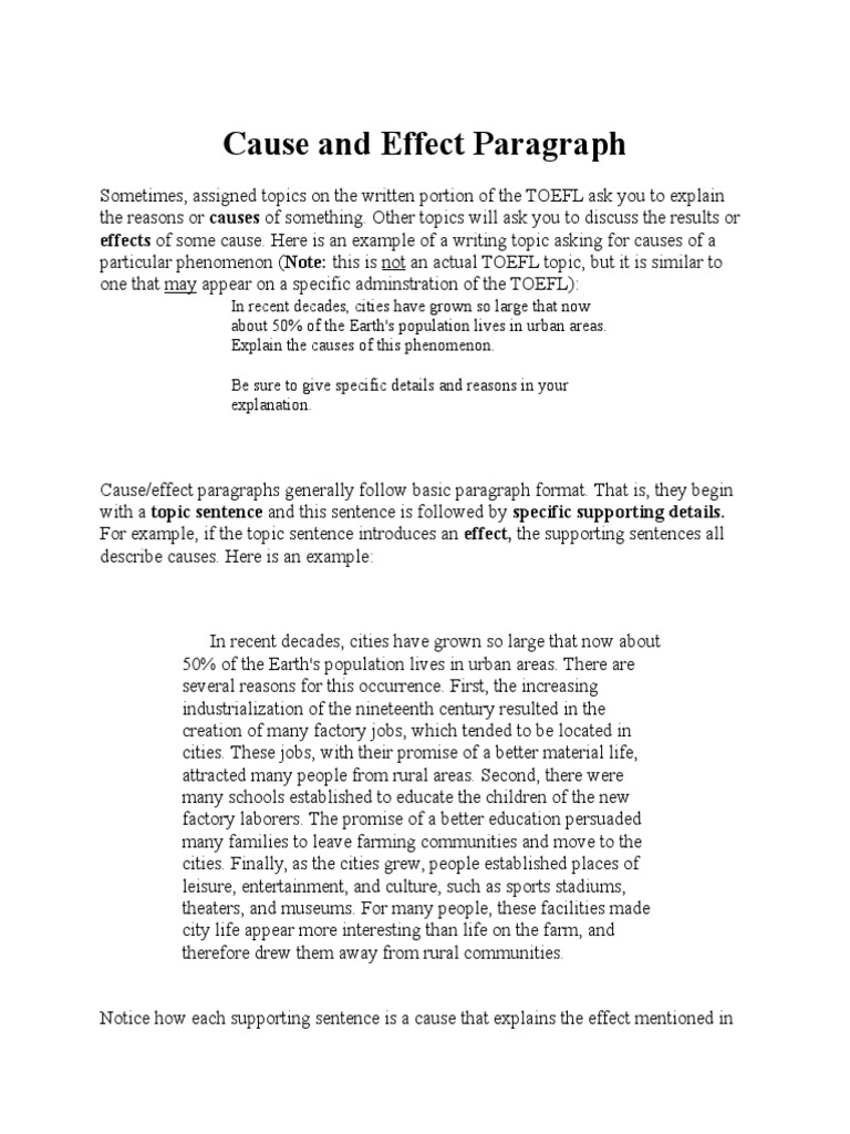 Cause And Effect Paragraph Ma Sentence Linguistics