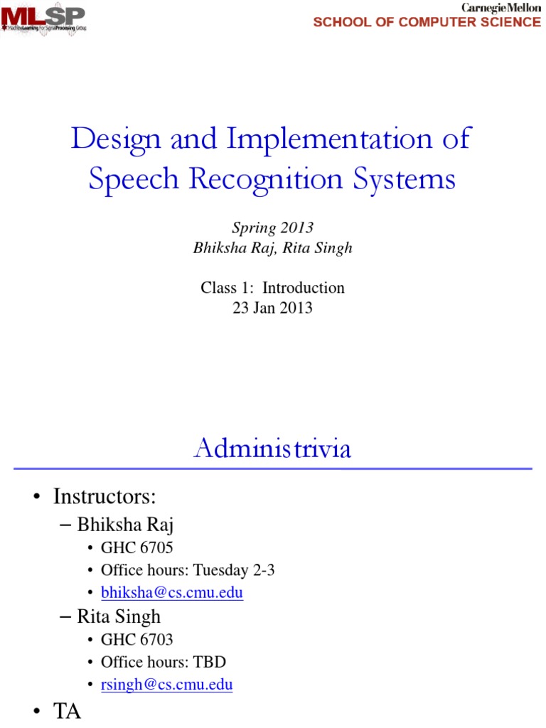 Speech Recognition Course Guide | PDF | Speech Recognition | Speech