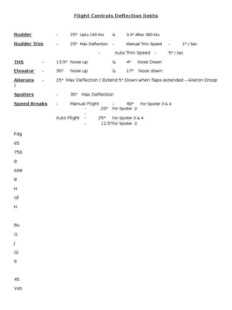 Aircraft Control Deflection Guide | PDF