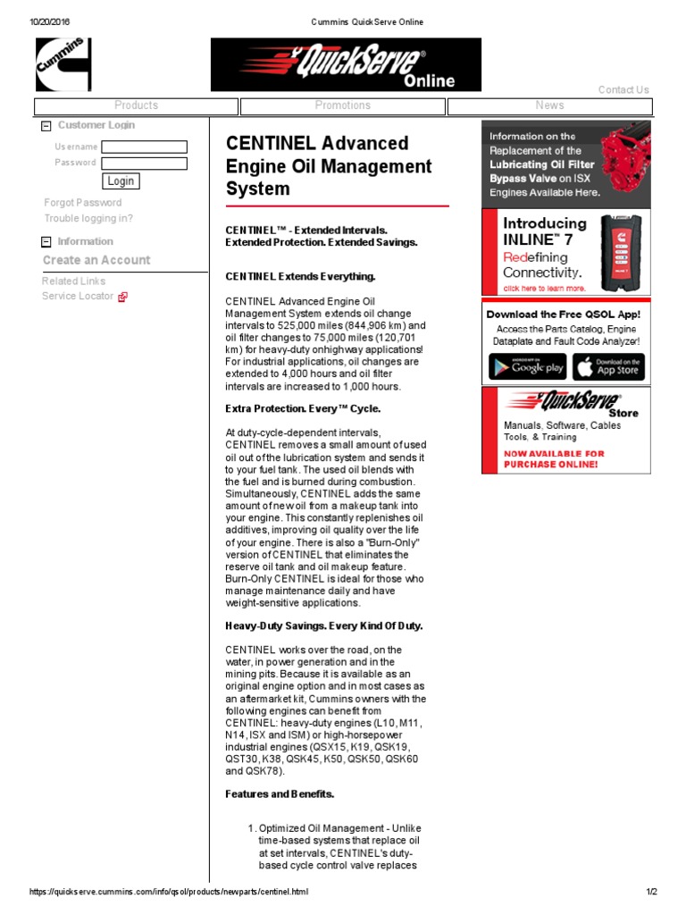 Cummins QuickServe Online Cummins Motor Oil