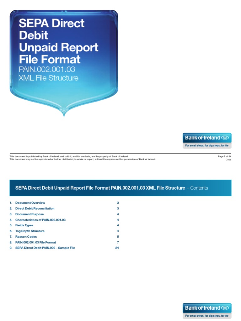 Sepa Direct Debit Pain 002 001 03 Unpaid XML File Structure July 2013 ...