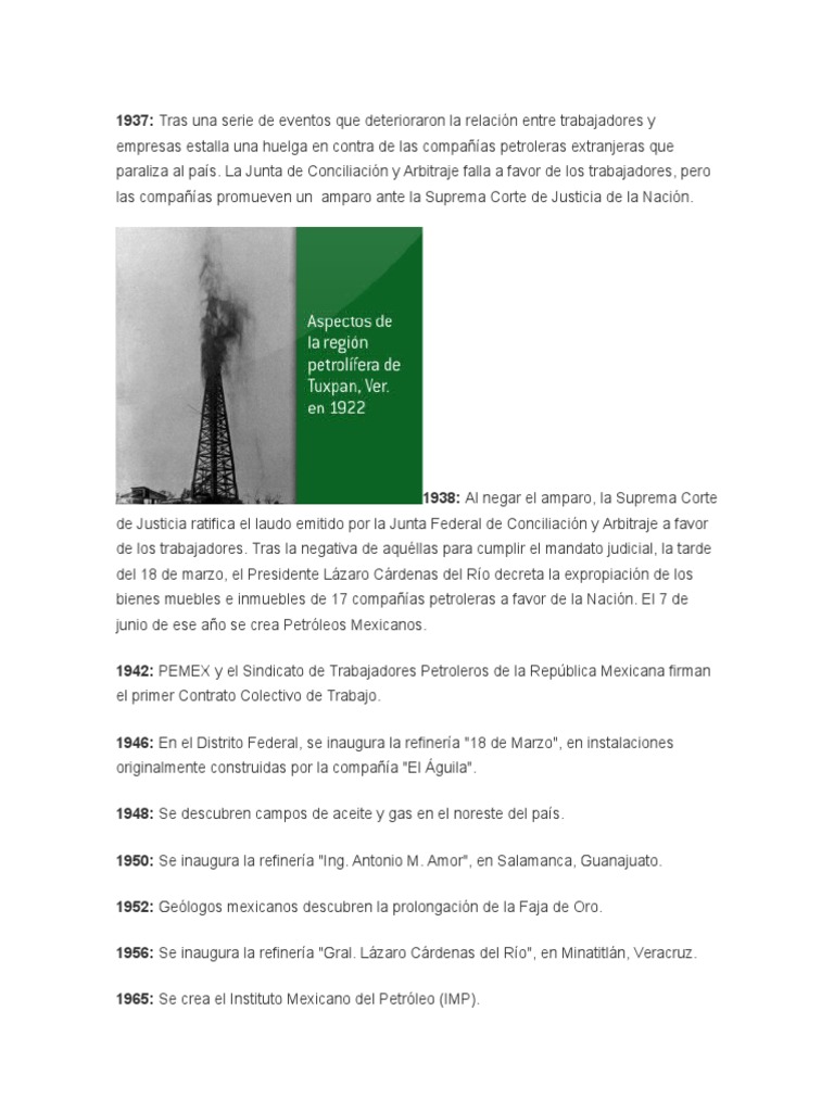Historia de la Expropiación Petrolera en México | PDF | Combustibles ...