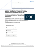 Impact of a Physician Recommendation and Parental Immunization Attitudes on Receipt or Intention to Receive Adolescent Vaccines