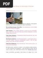 Faltar à Santa Missa No Domingo é Pecado Grave
