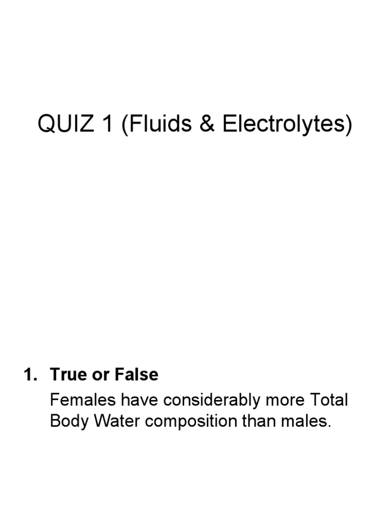 Fluids & Electrolytes Quiz Questions | PDF