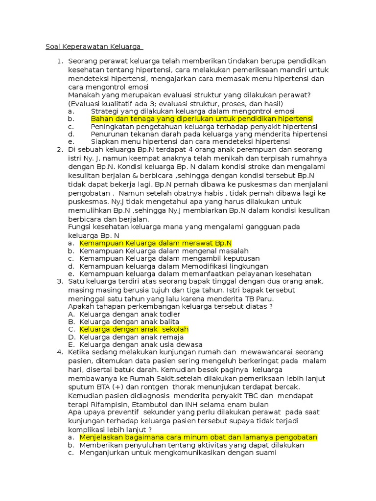 Soal Keperawatan Keluarga Ujikom