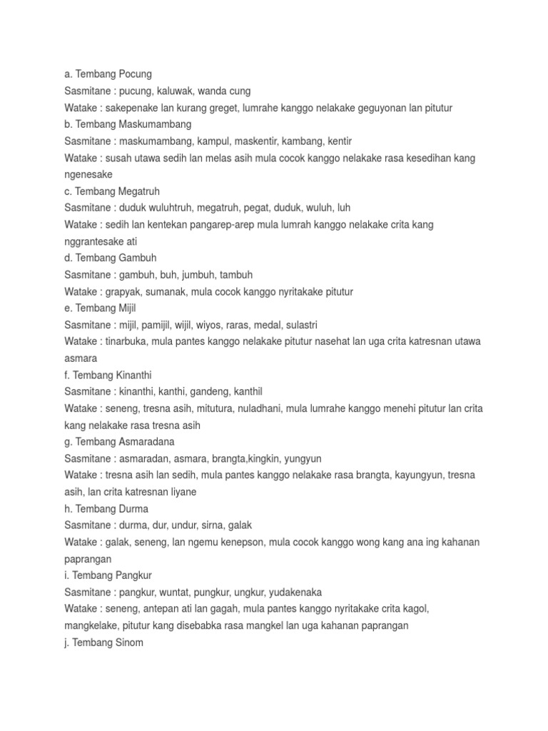 Watak Tmbang Macapat Pdf
