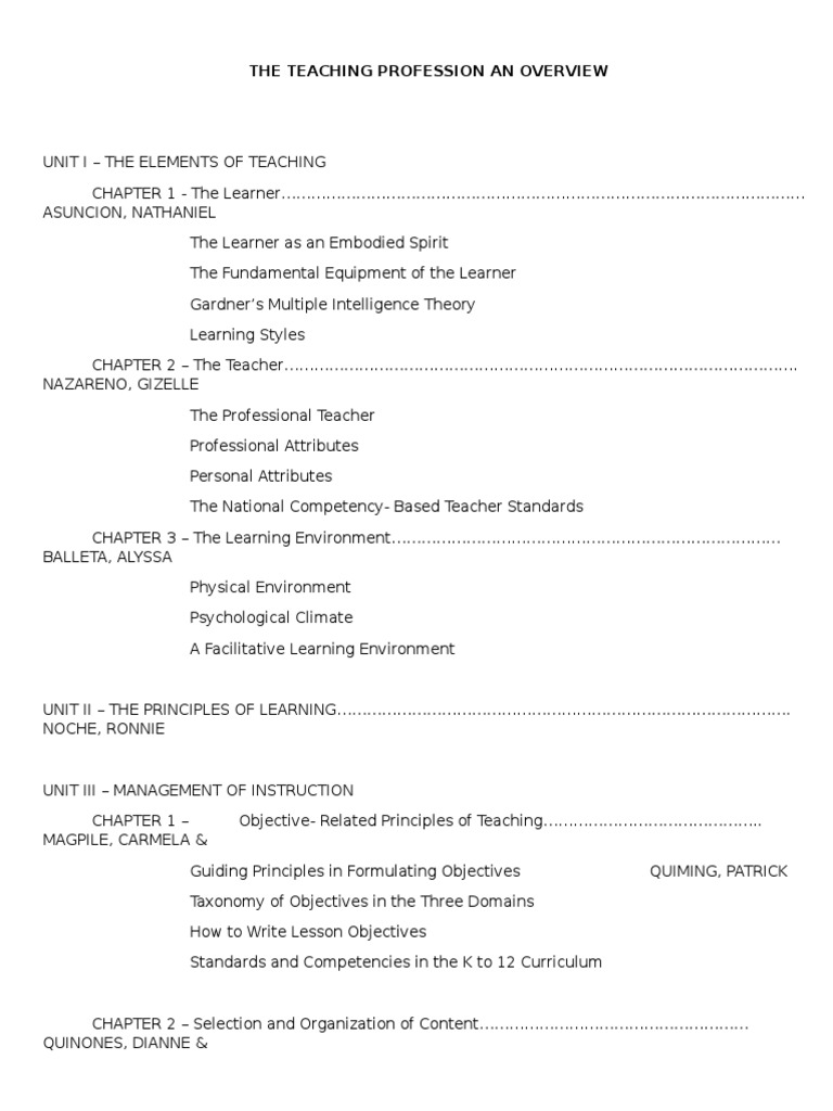 The Teaching Profession An Overview | PDF | Constructivism (Philosophy ...