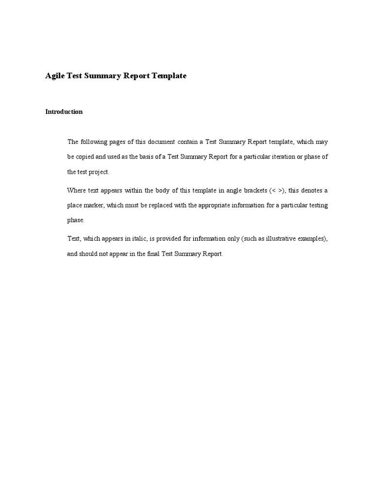 Agile Test Report Template | PDF | Ct Scan | Document