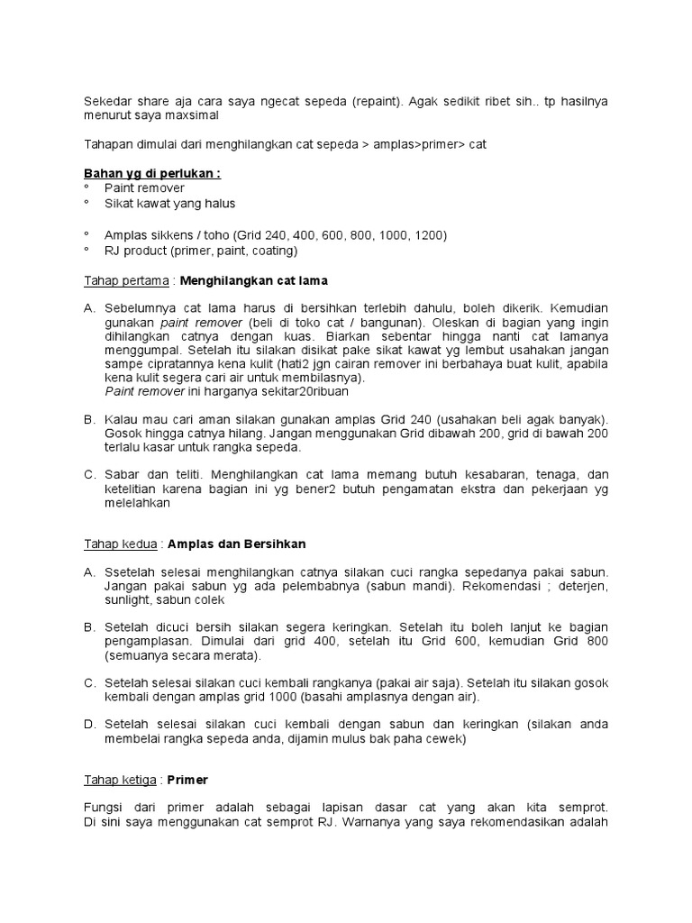 Cara Mengecat Sepeda | PDF