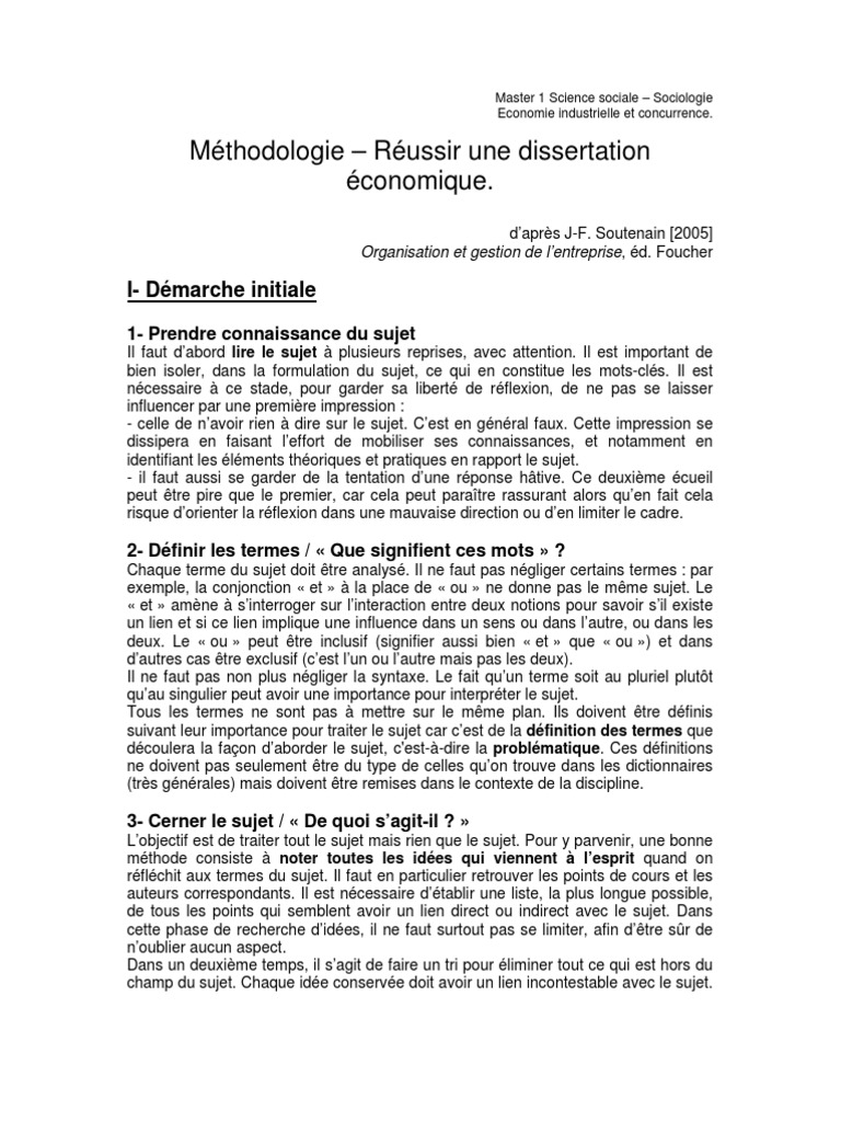 Dissertation Economique Pdf Connaissances Sociologie
