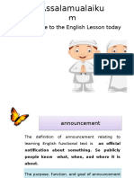 Assalamualaiku M: Welcome To The English Lesson Today