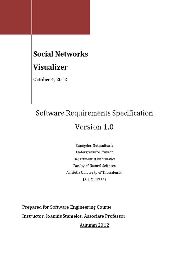 SRS Documentation SocNetV PDF | PDF | Operating System | Social Network