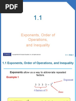 Exponents, Order of Operations, and Inequality: 1.1 - Slide 1