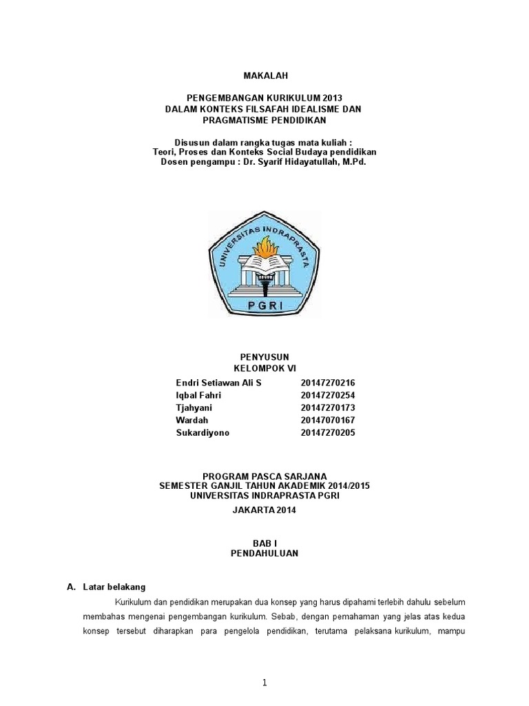 Makalah Pengembangan Kurikulum 2013