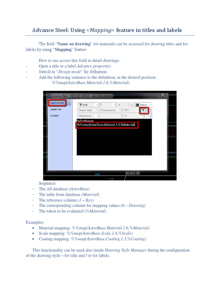 Mapping Titles and Labels in Advance Steel | PDF