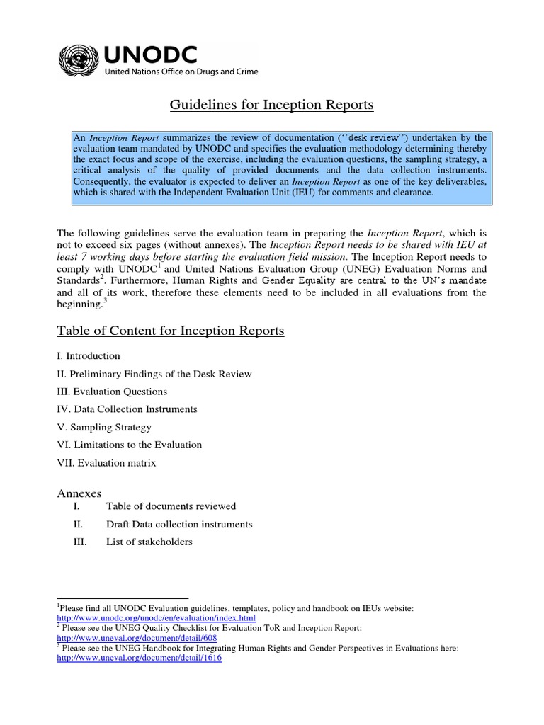 UNODC-IEU Inception Report Guidelines | PDF | Survey Methodology ...