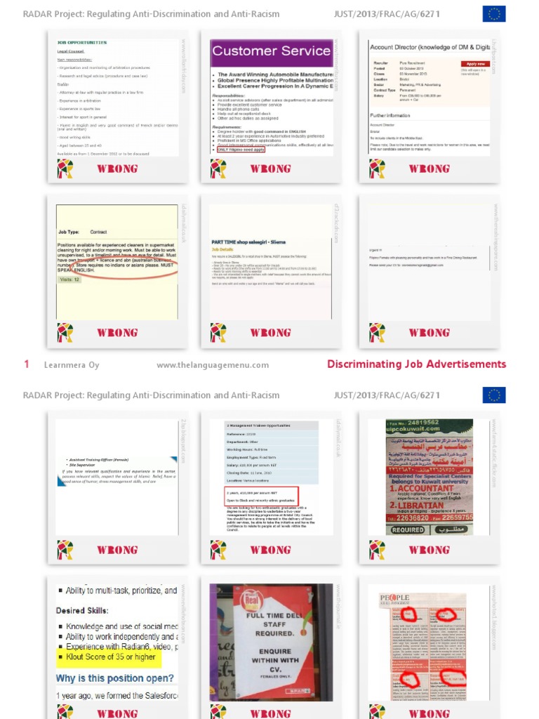 Discriminatory Job Ads Training Guide | PDF | Advertising | Discrimination