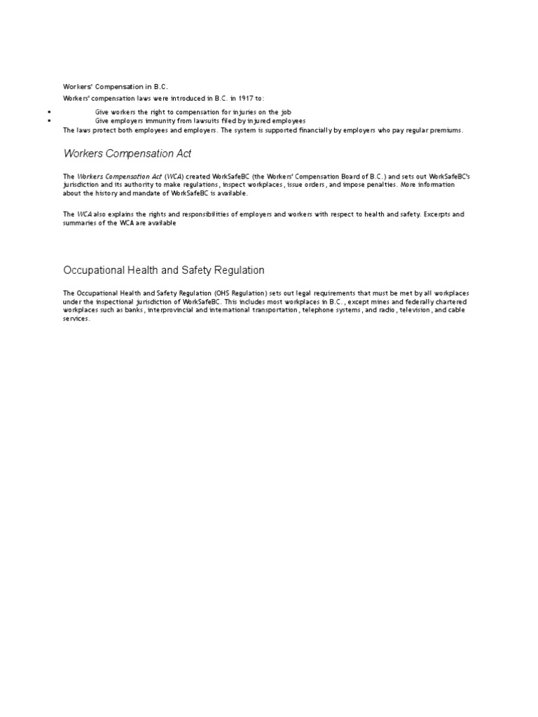 Overview of Workers' Compensation B.C. | PDF | Social Science | Law