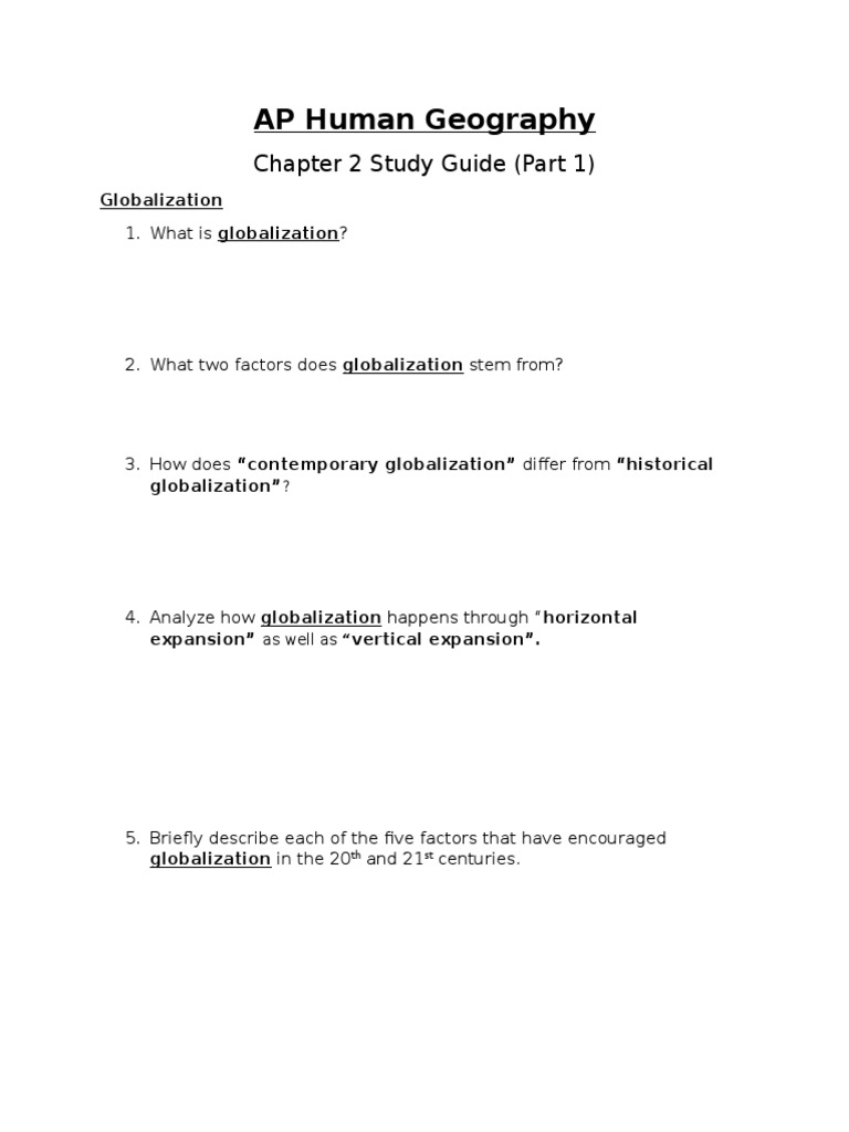 AP Human Geography: Globalization Study Guide | PDF | Social Science
