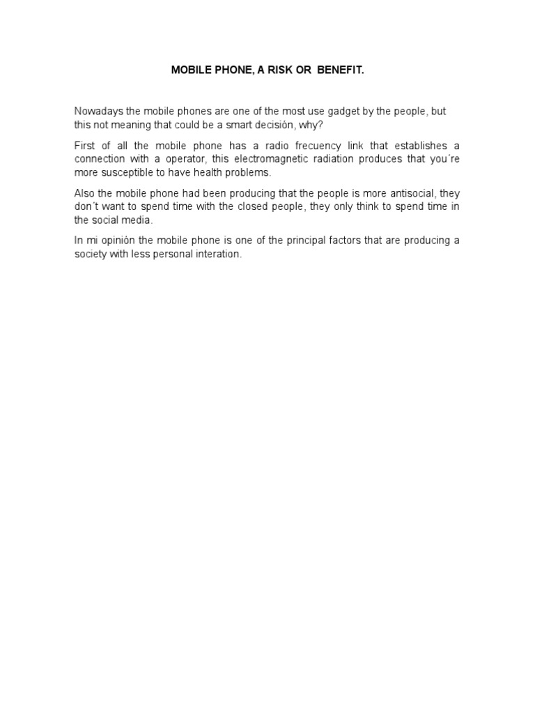 Mobile Phone, A Risk or Benefit | PDF
