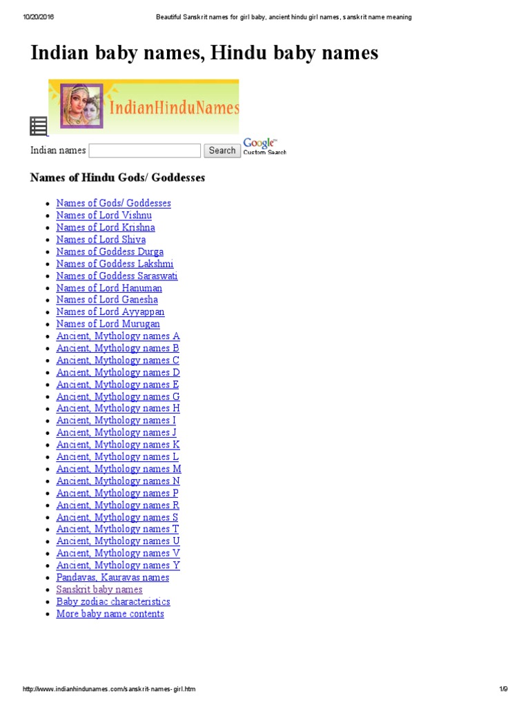 Hindu Girl Names