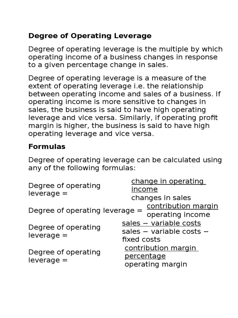 Understanding Degree of Operating Leverage | PDF | Career & Growth ...