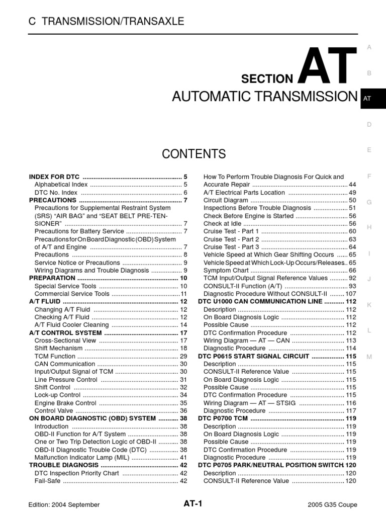05 Infiniti G35 Automatic Transmission Pdf Airbag Transmission Mechanics
