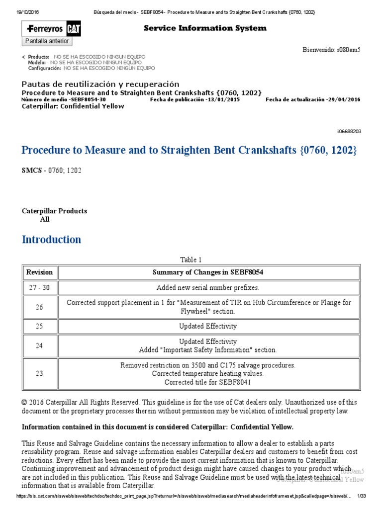 SEBF8054 Procedure To Measure and To Straighten Bent Crankshafts (0760, 1202) PDF PDF