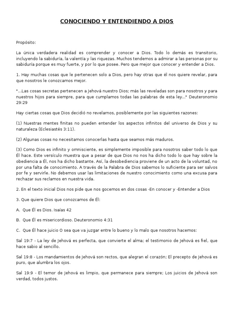 Conociendo y Entendiendo A Dios | PDF | Dios | Solomons