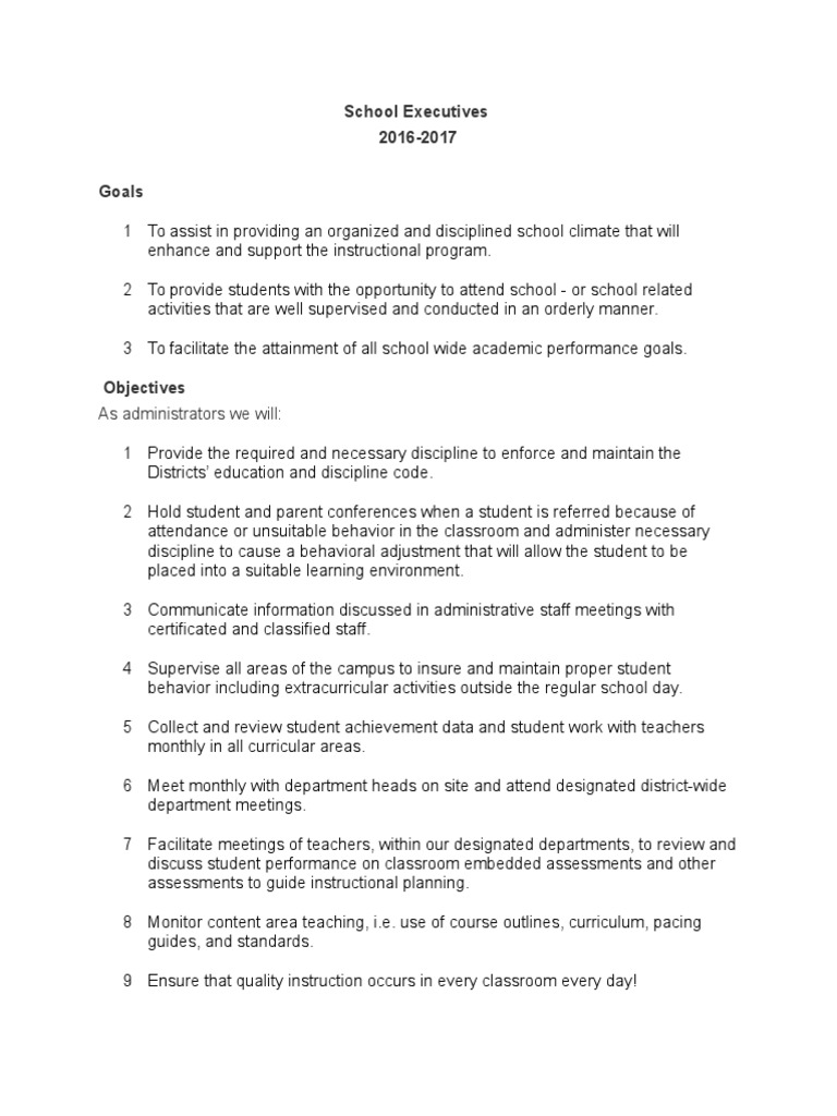Administrators Goals PDF Educational Assessment Teachers