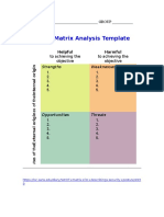 SWOT Matrix Template for Analyzing Strengths, Weaknesses, Opportunities and Threats