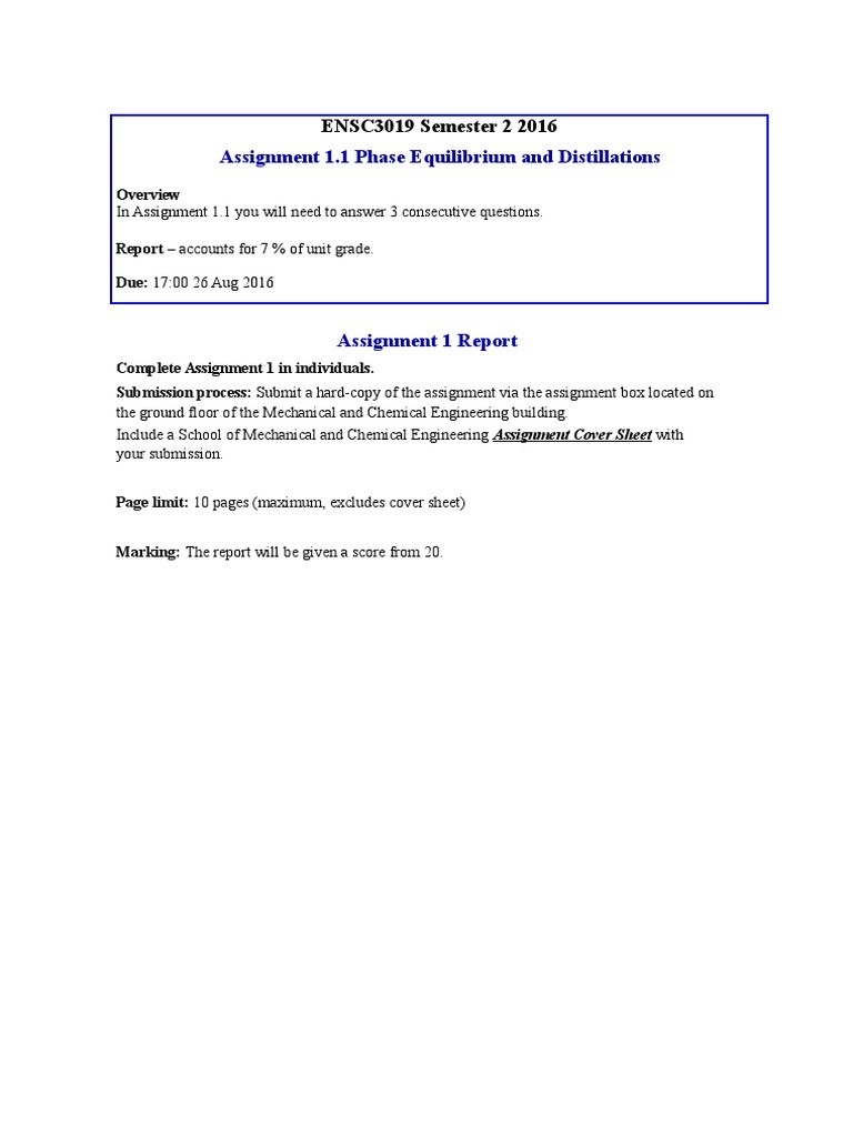Phase Equilibrium & Distillation Assignment | PDF | Teaching Methods ...