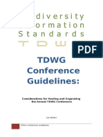 TDWG Conference Guidelines:: Considerations For Hosting and Organizing The Annual TDWG Conference
