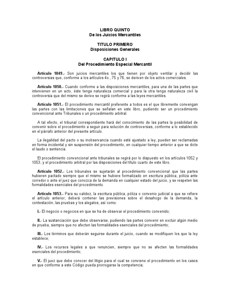 Libro Quinto Codigo Comercio