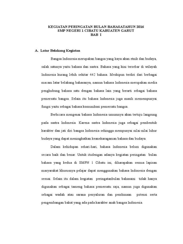 Proposal Kegiatan Bulan Bahasa Doc Guru Galeri