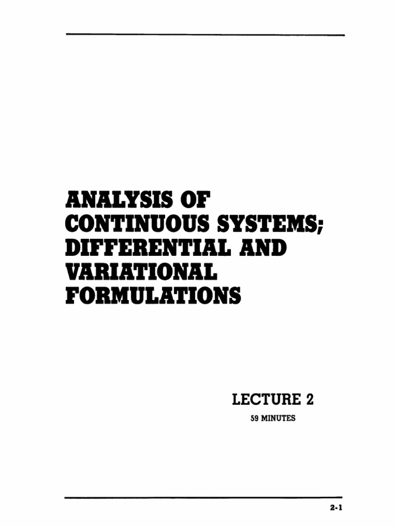 Analysis of Continuous Systems Diffebential and Vabiational ...