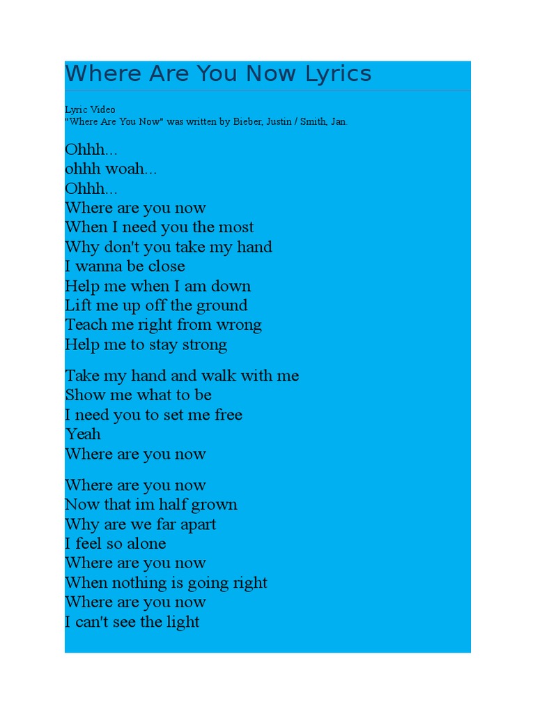 Where Are You Know Lyrics