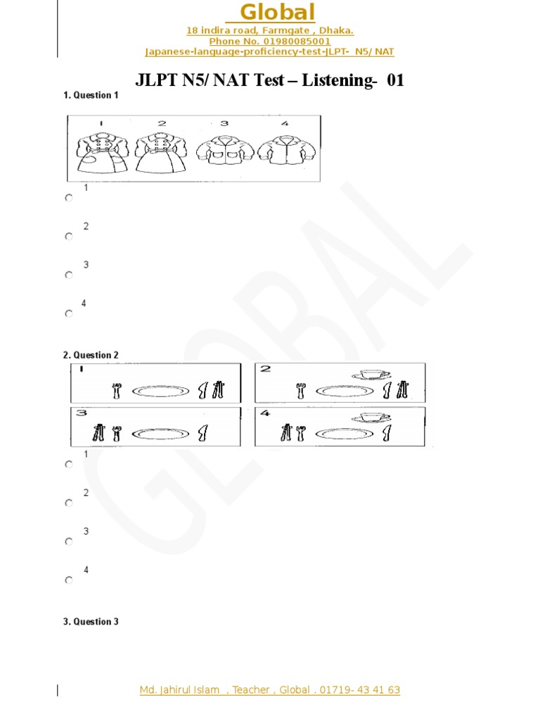 JLPT n5 Test PDF
