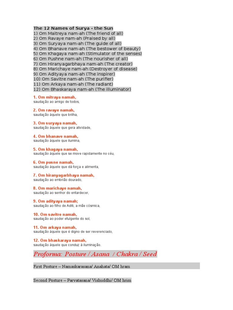 12 Names of Surya (Sun) Explained | PDF