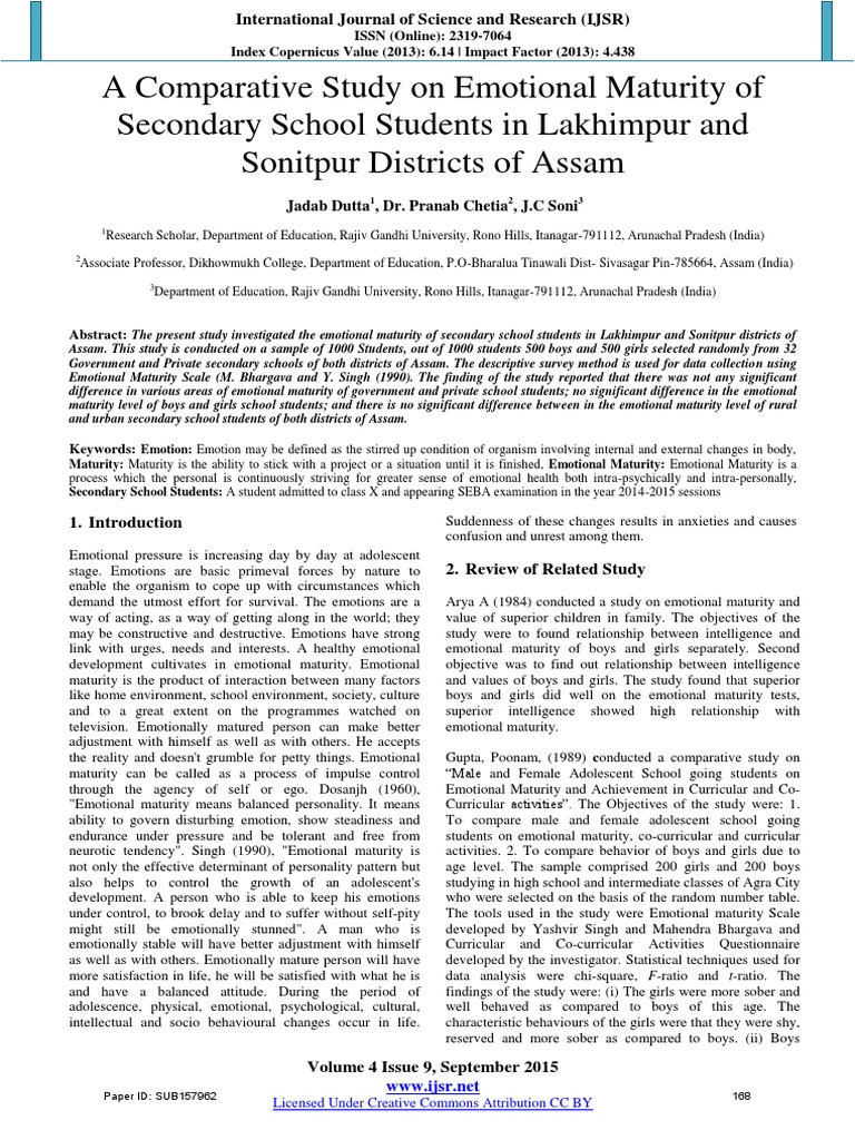 Dissertation on emotional maturity and academic achievement image