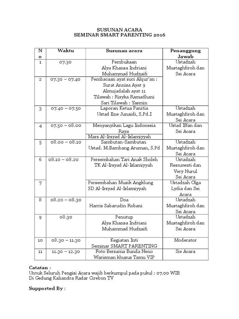 SUSUNAN ACARA Seminar SMART Parenting PDF