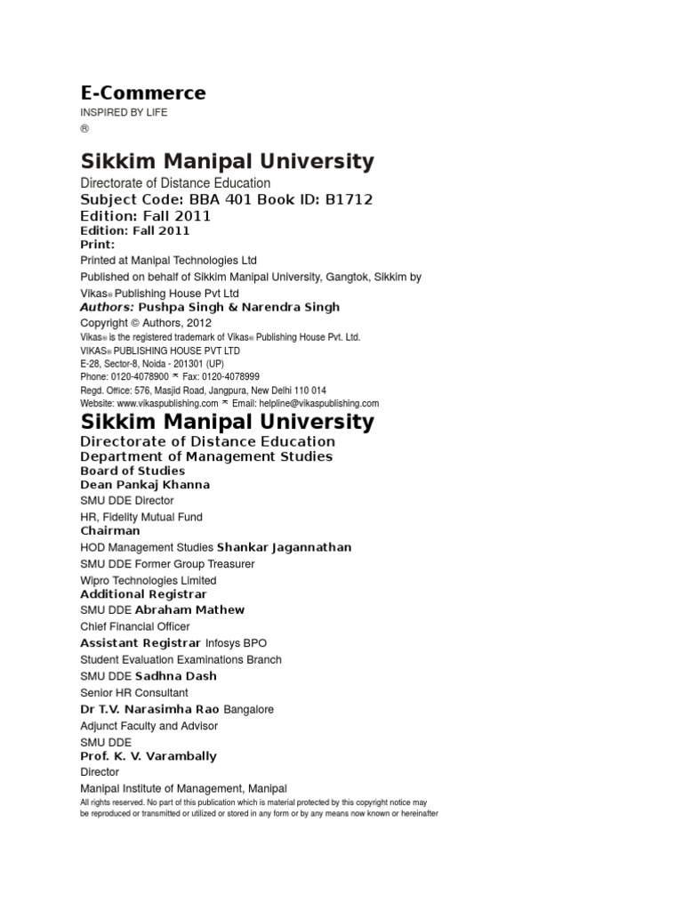 Bba 401 Book | PDF | Osi Model | E Commerce