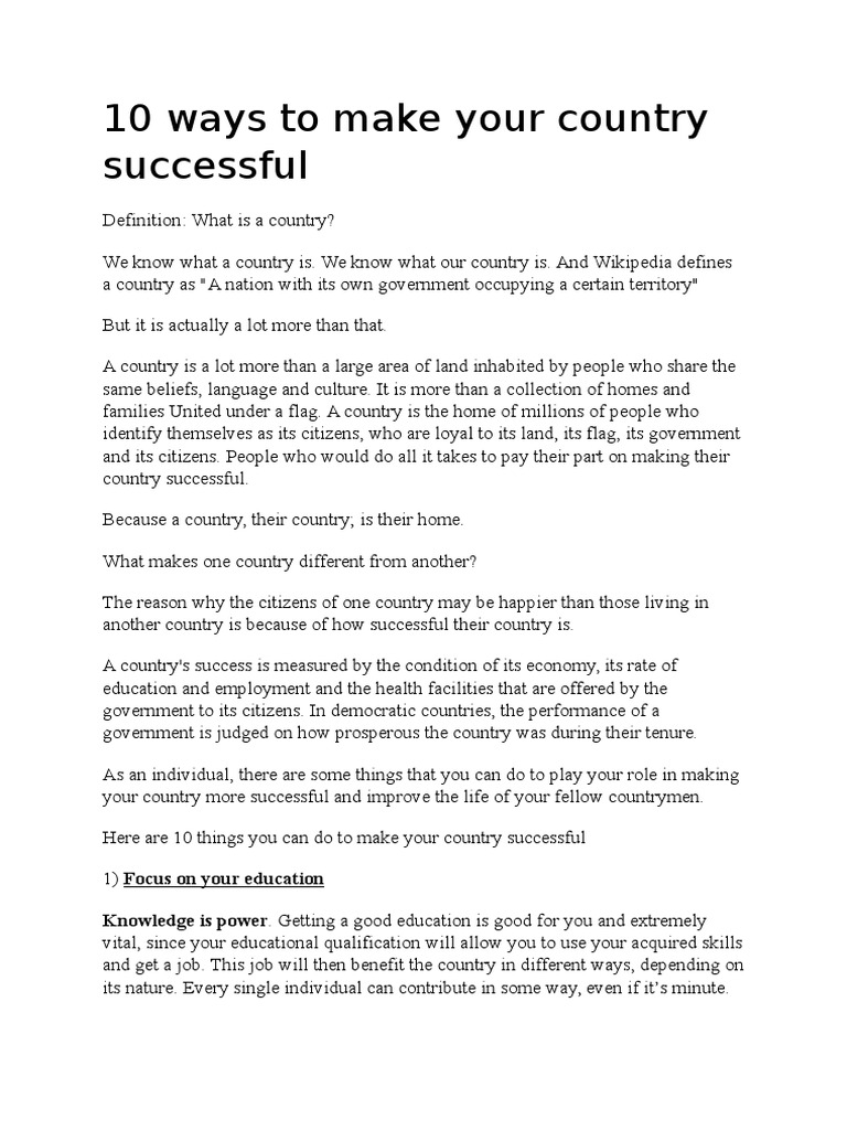 10 Ways to Enhance Your Country's Success | PDF | Foreign Exchange ...