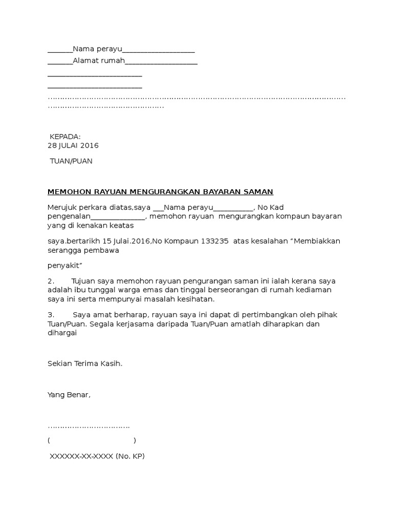 Socso Contoh Surat Rayuan Perkeso