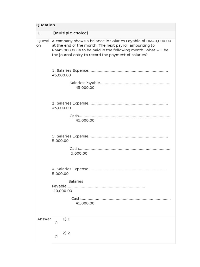 Accounting Multiple Choice Questions | PDF | Debits And Credits ...