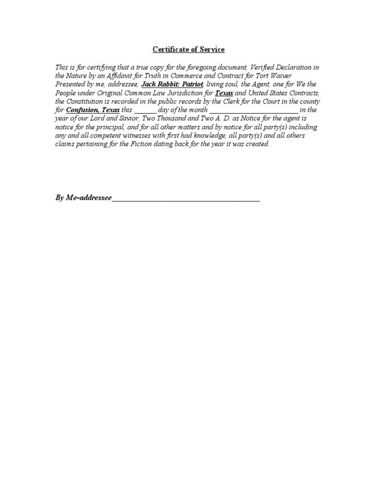 Certificate of Service | PDF | Law