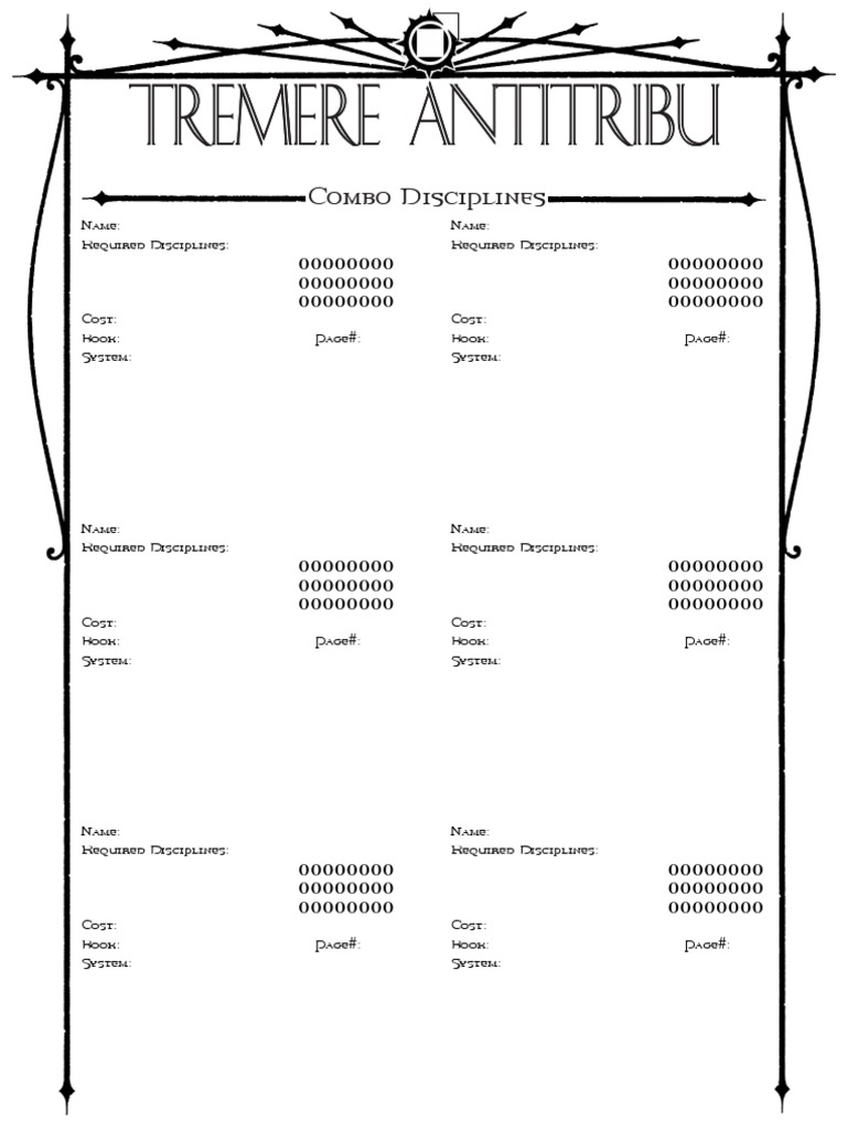 VTM ComboDisciplineSheet Tremere-Antitribu Editable | PDF