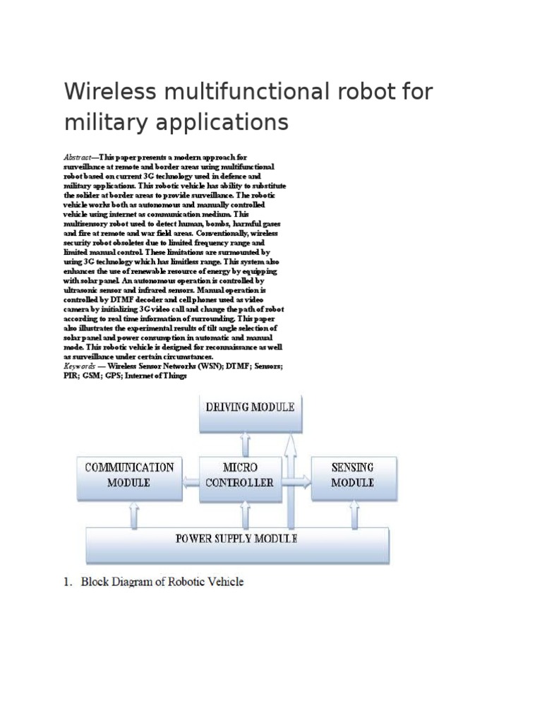 Military Surveillance Robot Using 3G Technology | PDF | Technology ...