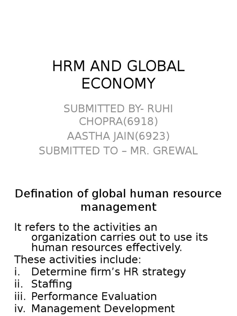 Global Human Resource Management Overview | PDF | Human Resource ...